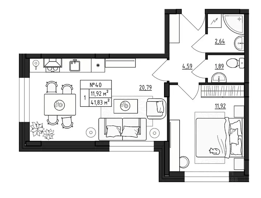 1-к кв. Ленинградская область, Гатчинский муниципальный округ, д. ... - Фото 1