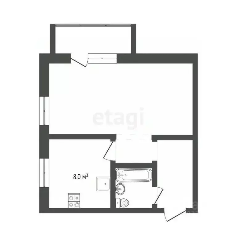 1-к кв. Тюменская область, Тюмень Тульская ул., 5 (30.7 м) - Фото 2