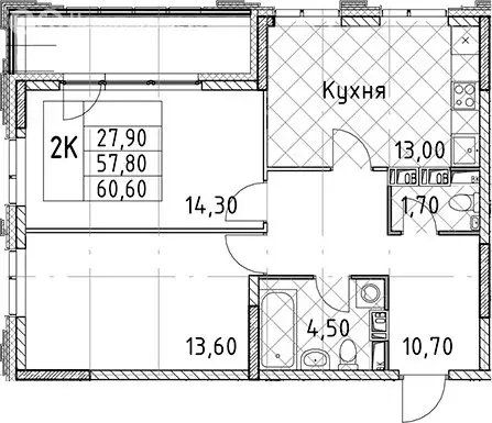 2-комнатная квартира: Санкт-Петербург, Планерная улица, 97к1 (60.6 м) - Фото 0