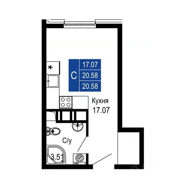 Студия Крым, Евпатория Море жилой комплекс (20.58 м) - Фото 0