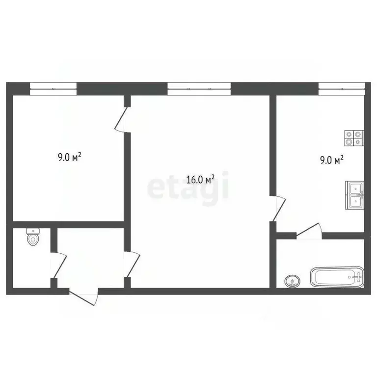 2-к кв. Ставропольский край, Ессентуки Октябрьская ул. (34.3 м) - Фото 1