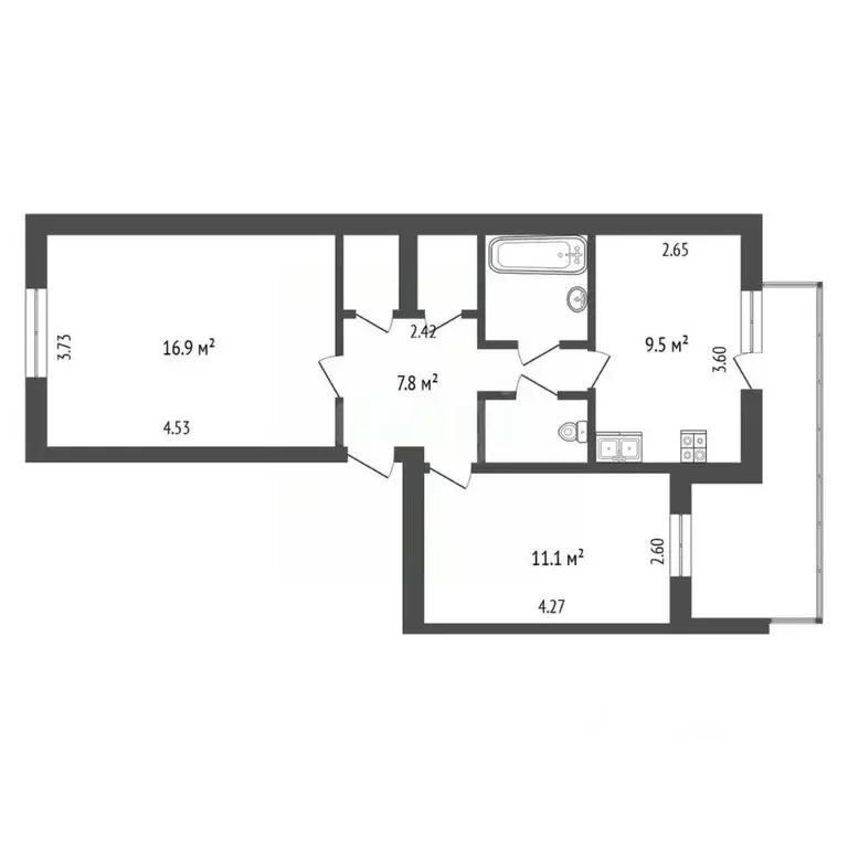 2-к кв. Крым, Симферополь ул. Ковыльная (51.0 м) - Фото 2