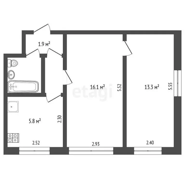 2-комнатная квартира: Вологда, улица Горького, 112 (41.6 м) - Фото 0