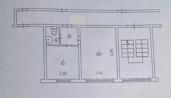 1-к кв. Калужская область, Малоярославецкий муниципальный округ, ... - Фото 2