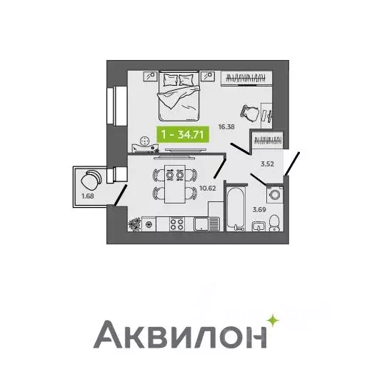 1-к кв. Архангельская область, Северодвинск Квартал № 100 жилой ... - Фото 0