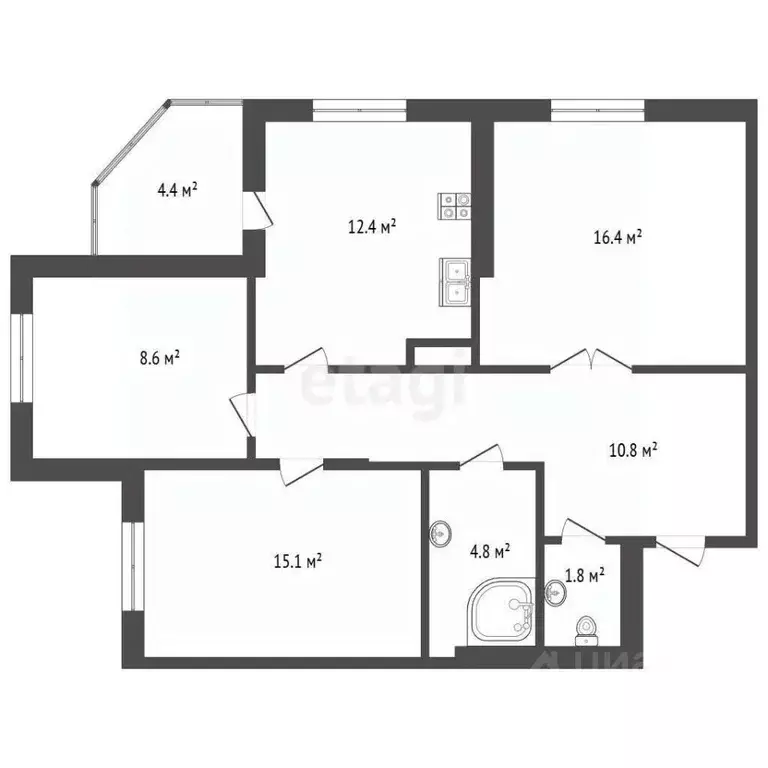 3-к кв. Ростовская область, Ростов-на-Дону Днепровский пер., 117с1 ... - Фото 0