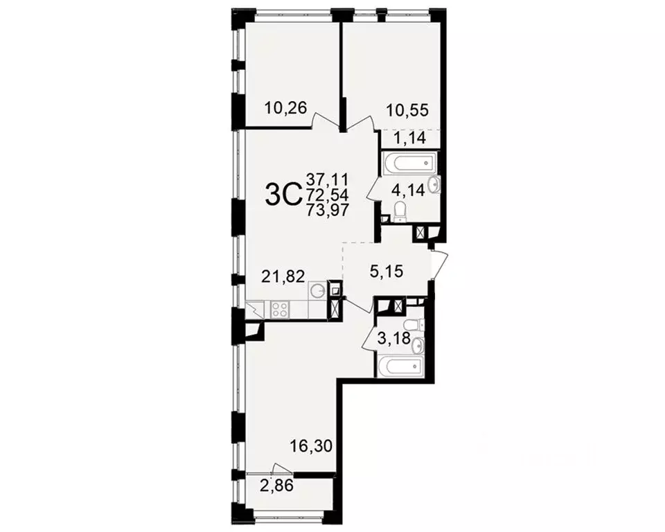 3-к кв. Рязанская область, Рязань ул. Чкалова (72.54 м) - Фото 1