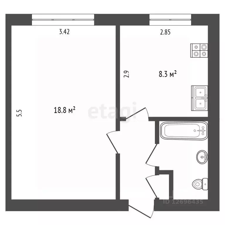 1-к кв. Москва Волжский бул., 26к1 (34.0 м) - Фото 2