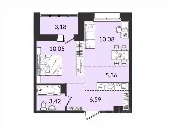1-к кв. Иркутская область, Иркутск ул. Ивана Кочубея, 2/4 (36.68 м) - Фото 2