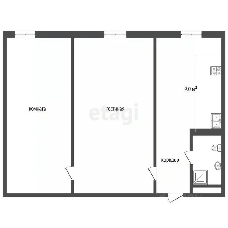 2-к кв. Тюменская область, Тюмень ул. 50 лет Октября, 62а (46.9 м) - Фото 1