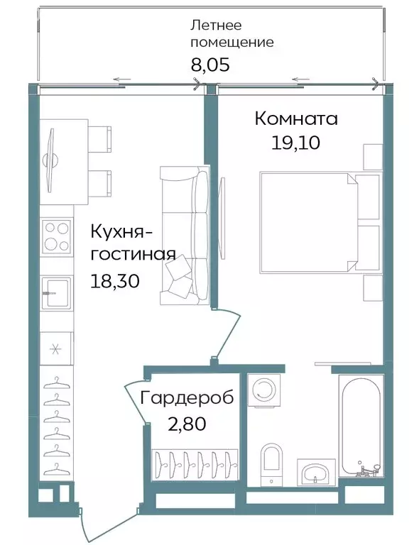 1-комнатная квартира: Республика Крым, Саки, курортный кластер Темпо ... - Фото 0