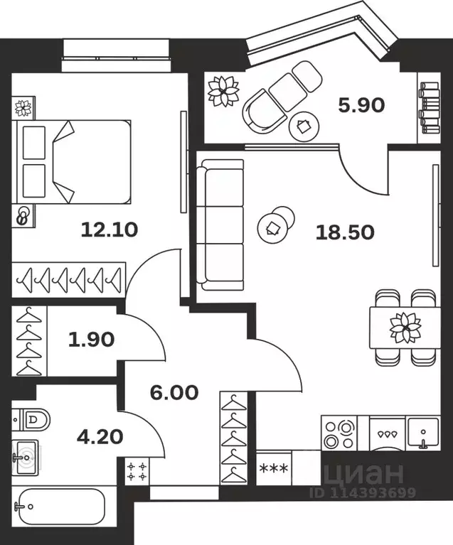 1-к кв. Тульская область, Тула ул. Михеева, 9А (48.6 м) - Фото 1