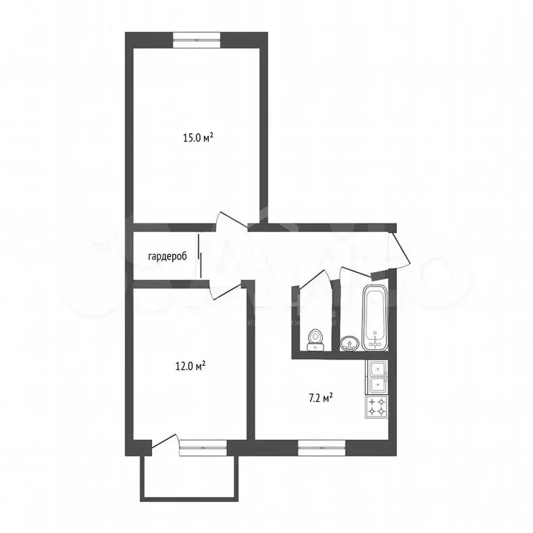 2-к. квартира, 44,1 м, 3/5 эт. - Фото 0
