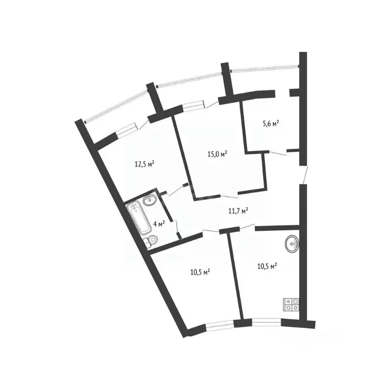 3-к кв. Белгородская область, Белгород Садовая ул., 120б (69.8 м) - Фото 2