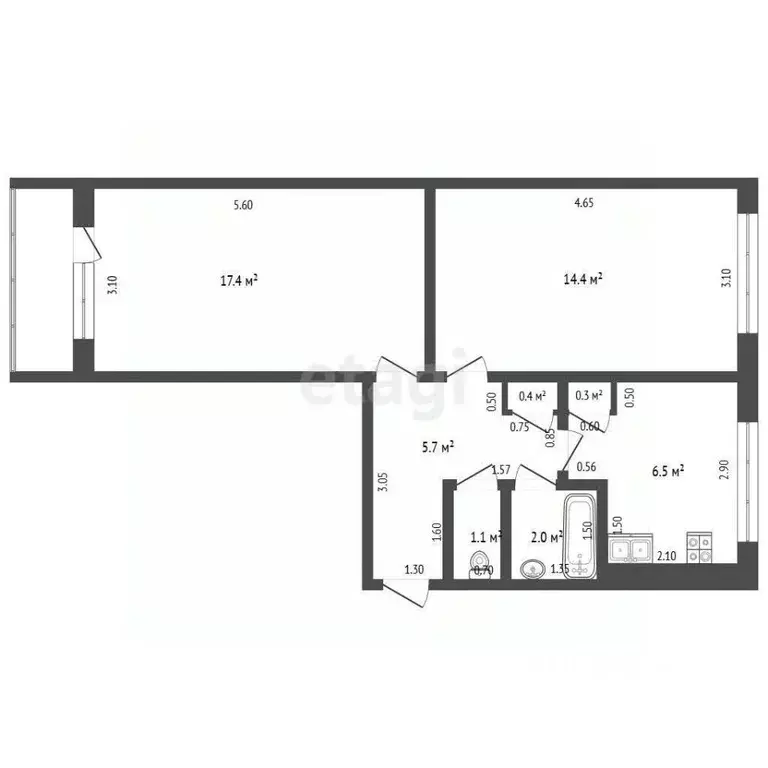 2-к кв. Мордовия, Рузаевский район, пос. Левженский Центральная ул., 5 ... - Фото 2