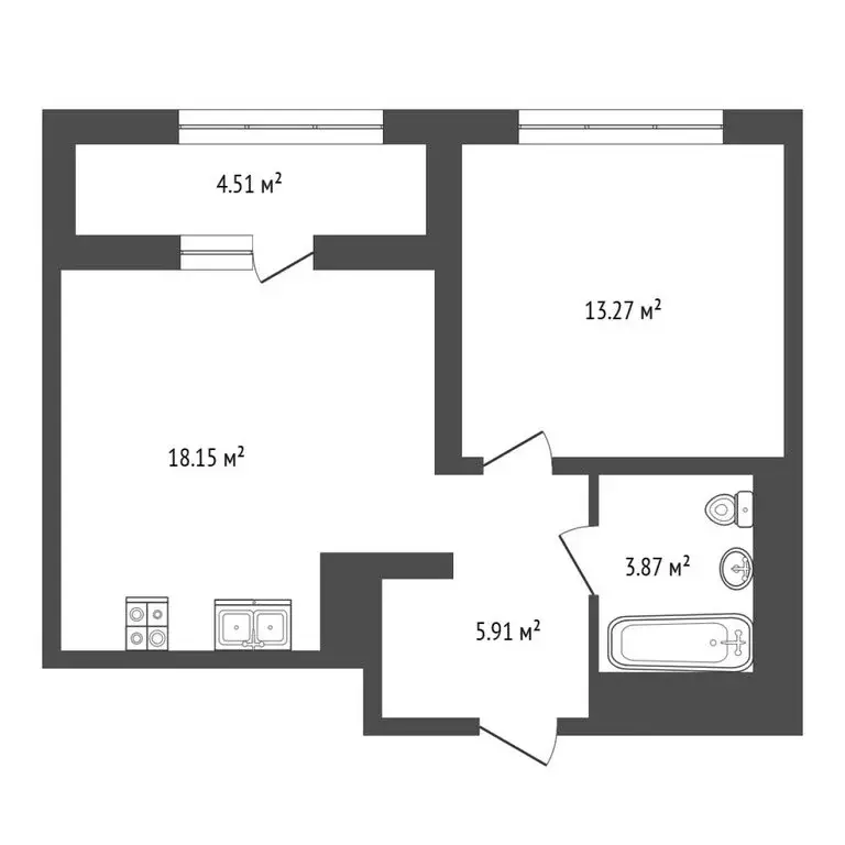 1-комнатная квартира: Тюмень, улица Василия Малкова, 32 (41.2 м) - Фото 1