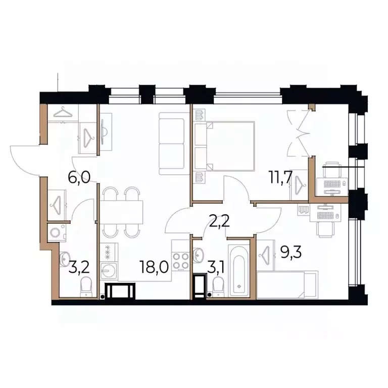 2-к кв. Вологодская область, Череповец 143А мкр,  (55.1 м) - Фото 0