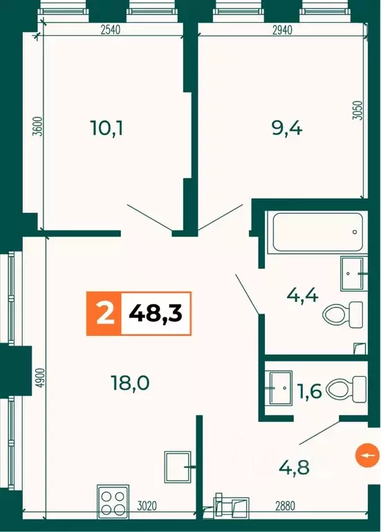 2-к кв. Свердловская область, Екатеринбург ВИЗ жилрайон, Квартал ... - Фото 1