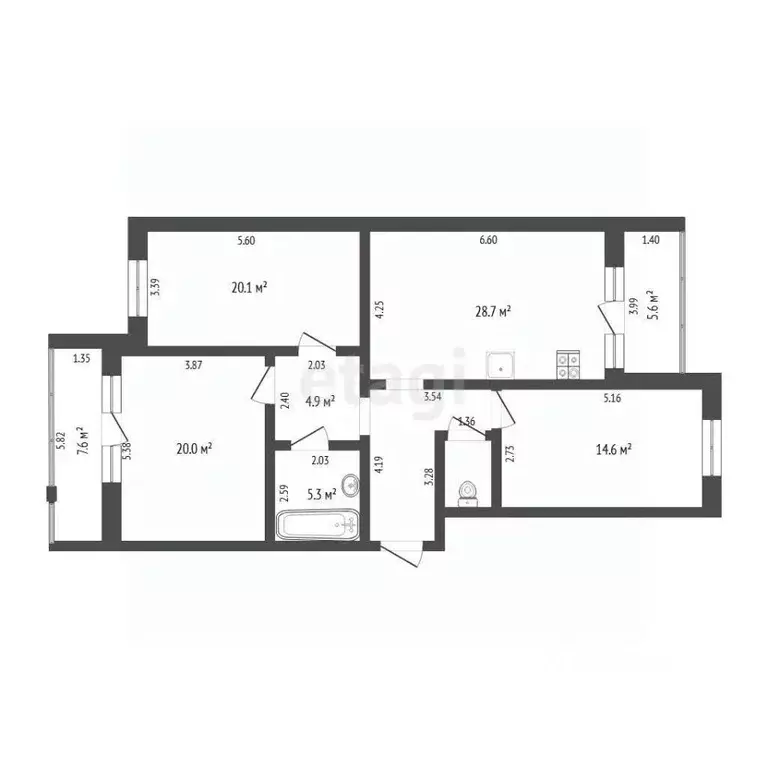 3-к кв. Тюменская область, Тюмень ул. Максима Горького, 90 (106.5 м) - Фото 1