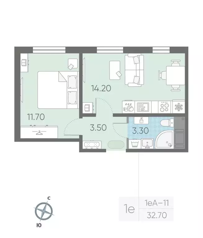 1-к кв. Ленинградская область, Всеволожское городское поселение, пос. ... - Фото 2