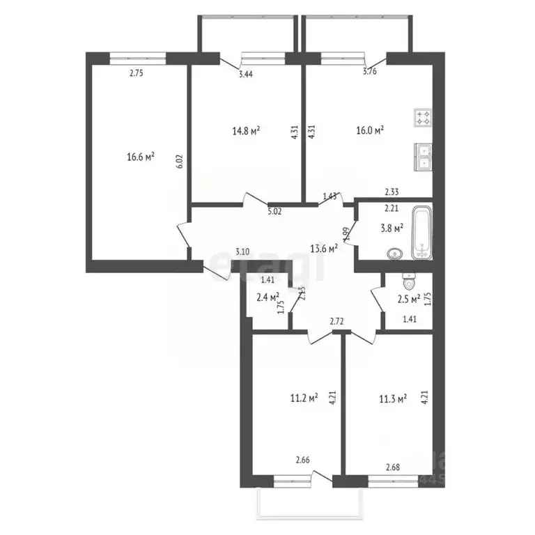 4-к кв. Ростовская область, Таганрог ул. Нестерова, 23 (92.2 м) - Фото 1