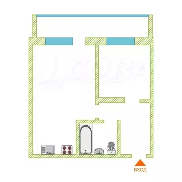 1-комнатная квартира: Тюмень, улица 30 лет Победы, 96 (35.8 м) - Фото 1