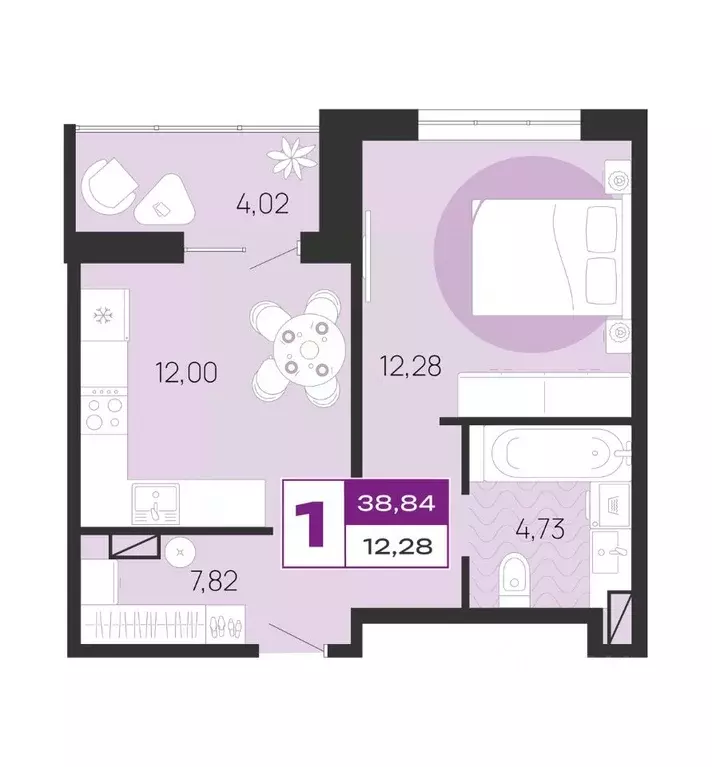 1-к кв. Брянская область, Брянск Медовый кв-л, поз7 (40.25 м) - Фото 1