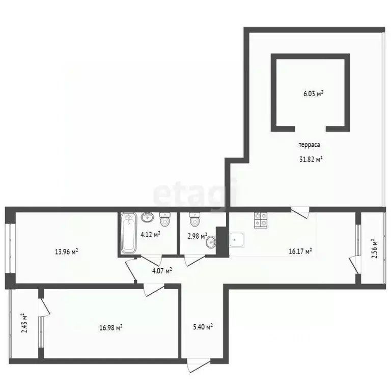 2-к кв. Тюменская область, Тюмень ул. Анатолия Клиндюка, 3 (62.9 м) - Фото 2
