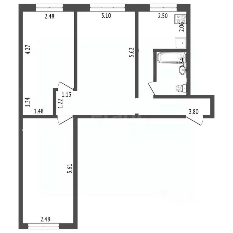 3-к кв. Кемеровская область, Кемерово просп. Ленина, 45 (59.9 м) - Фото 1