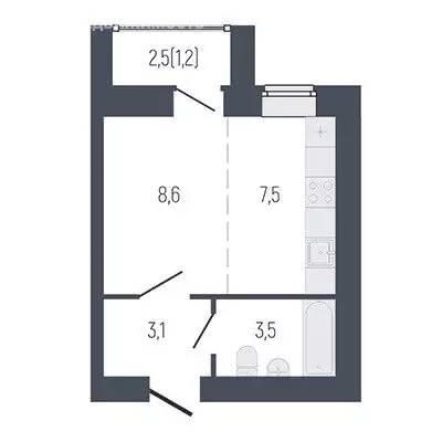 Квартира-студия: Берёзовский, ЖК Философия Идеалистов на Первомайском ... - Фото 1
