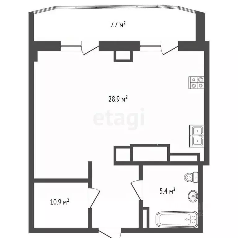 Студия Тюменская область, Тюмень Орловская ул., 58 (44.5 м) - Фото 2