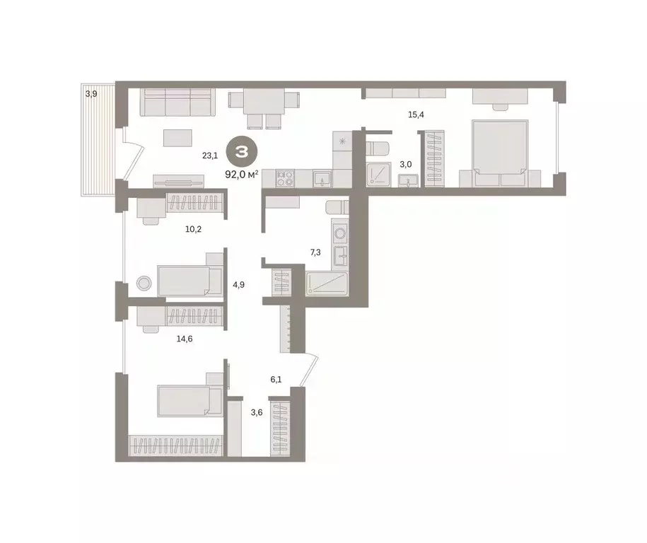 3-к кв. Омская область, Омск  (92.03 м) - Фото 2