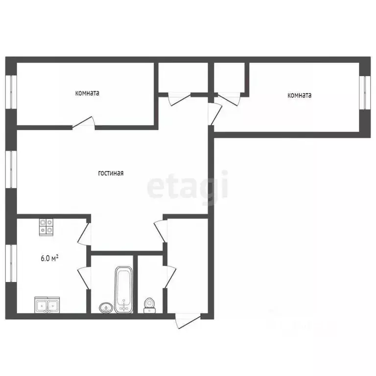 3-к кв. Тюменская область, Тюмень ул. Республики, 146 (55.7 м) - Фото 2