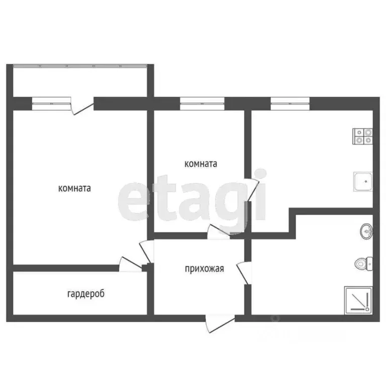 2-к кв. Тюменская область, Тобольск 6-й мкр, 17А (44.0 м) - Фото 2