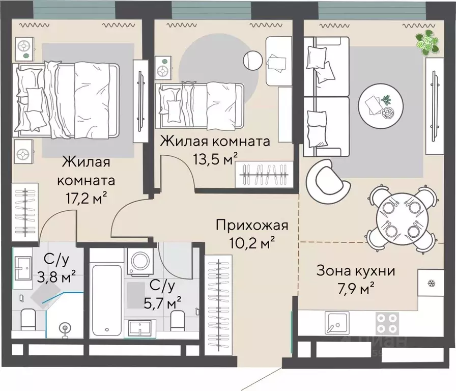 2-к кв. Свердловская область, Екатеринбург Парковый мкр, Никольский ... - Фото 1