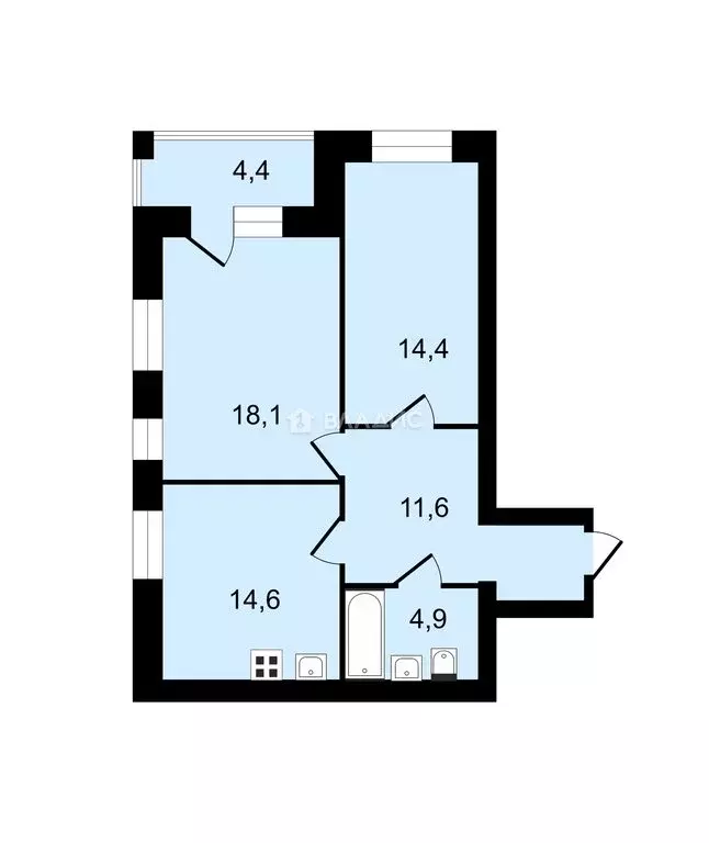 2-комнатная квартира: Вологда, Ягодная улица, 5к1 (68.3 м) - Фото 0