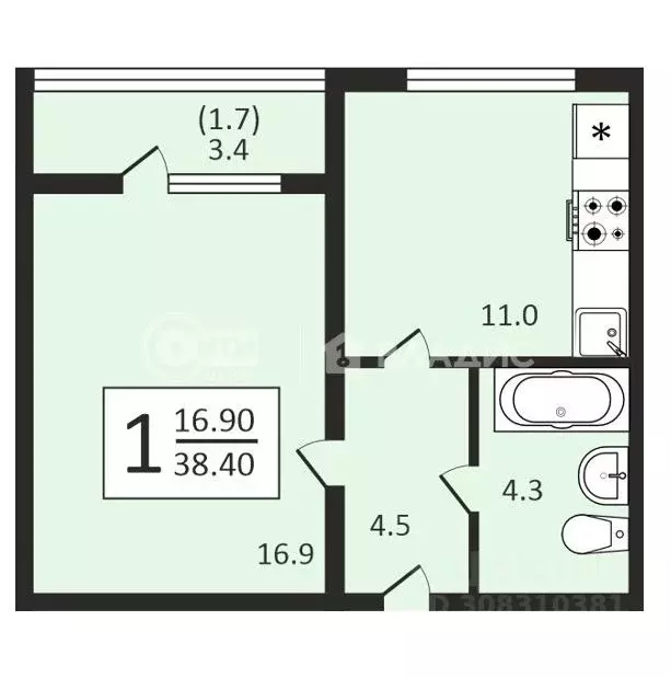 1-к кв. Воронежская область, Воронеж ул. Загоровского, 9/3 (38.4 м) - Фото 0