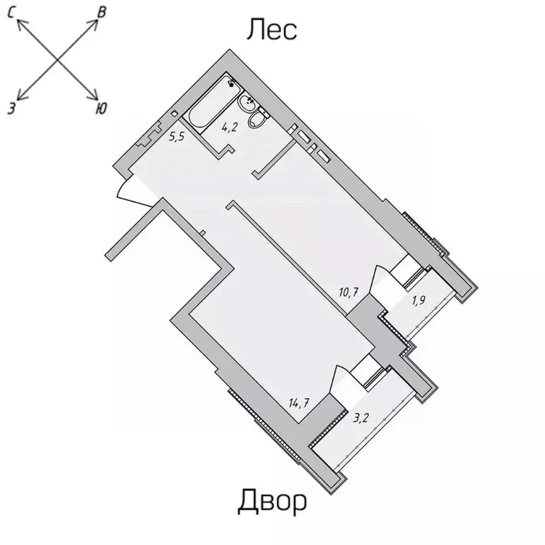 1-к кв. Томская область, Томск Нижний пер., 51 (37.14 м) - Фото 1