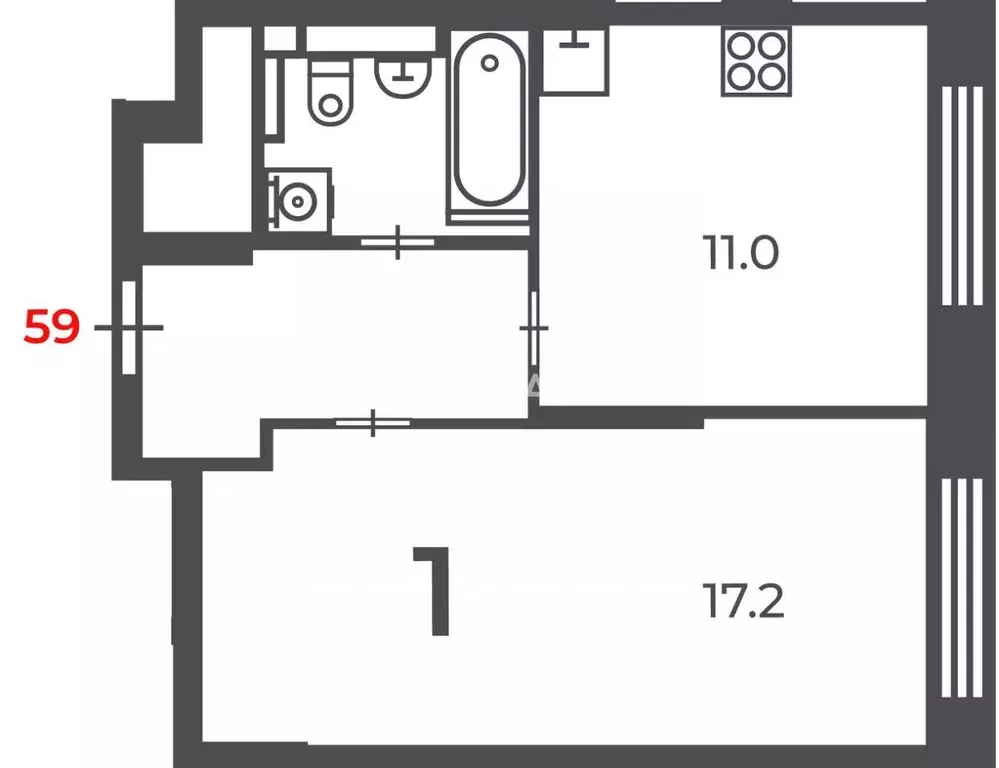 Квартира, 1 комната, 37.5 м - Фото 2