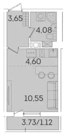 Квартира-студия: Мурино, Графская улица, 6к3 (24 м) - Фото 0