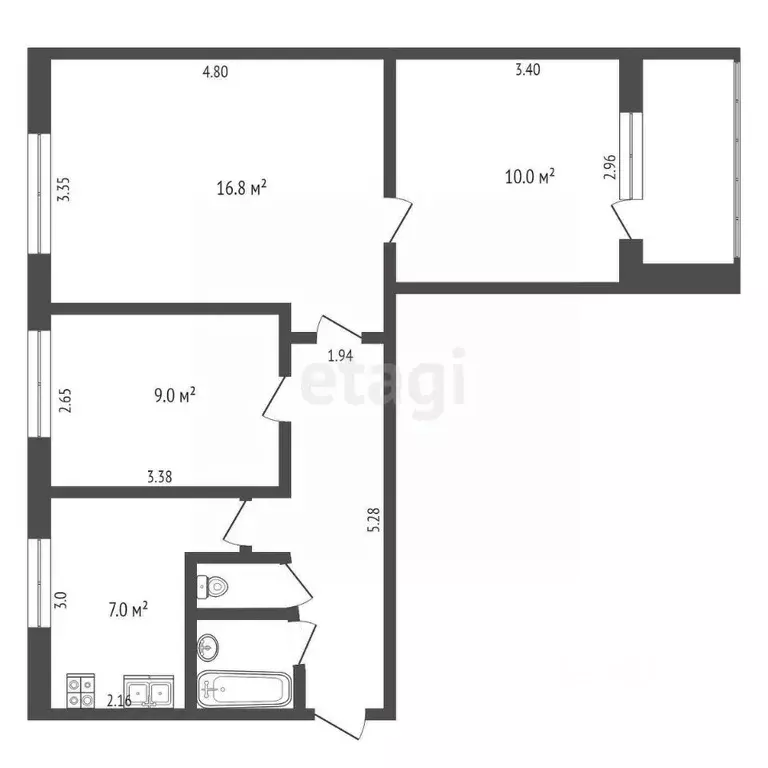 3-к кв. Пензенская область, Пенза ул. Кулакова, 13 (53.0 м) - Фото 1
