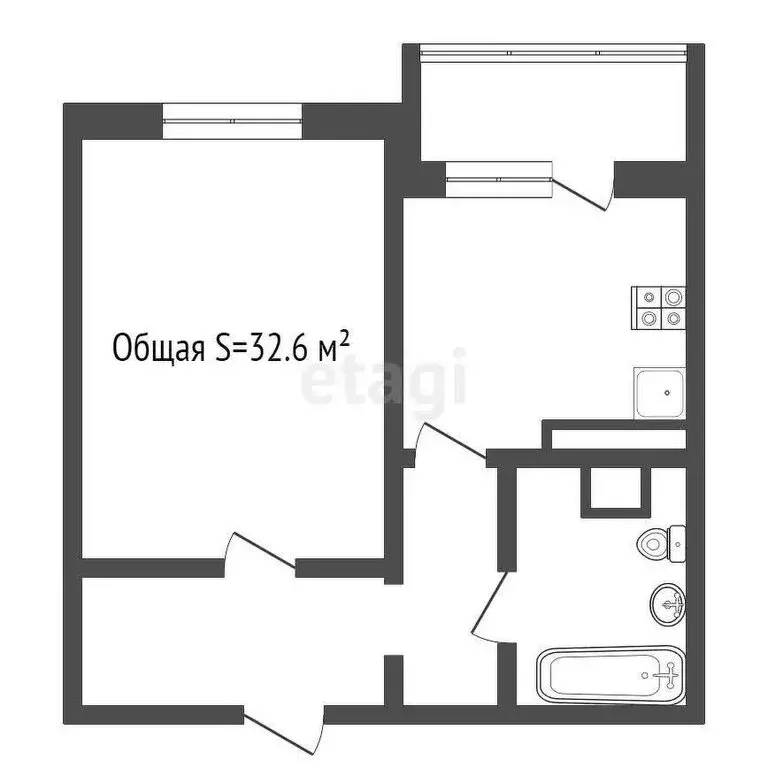 1-комнатная квартира: Новосибирск, Спортивная улица, 9 (32.6 м) - Фото 0