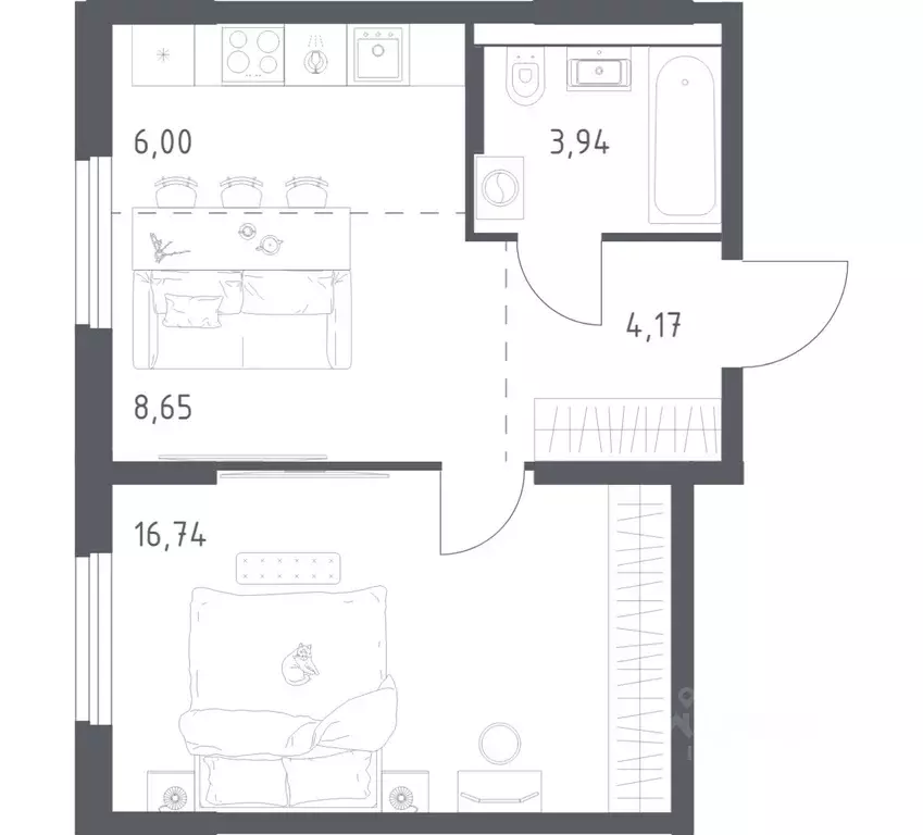 1-к кв. Башкортостан, Уфа ул. Минигали Губайдуллина, 8к9 (39.5 м) - Фото 1