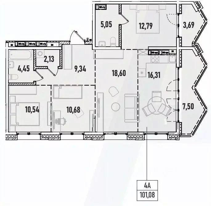 4-к кв. Иркутская область, Иркутск Донская ул., 5Г (101.08 м) - Фото 0