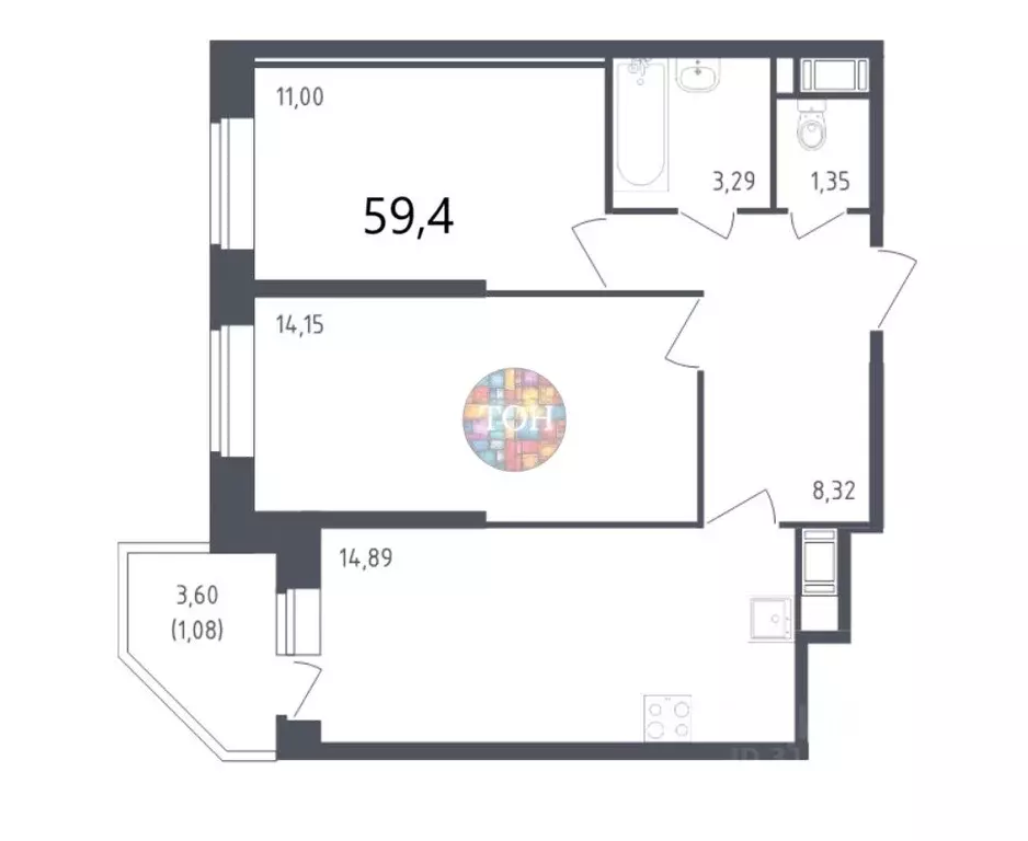 2-к кв. Санкт-Петербург ул. Гудиловская, 9 (59.4 м) - Фото 1