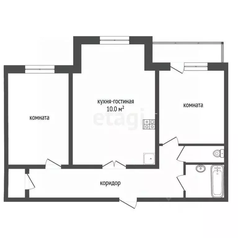 2-к кв. Ханты-Мансийский АО, Сургут Комсомольский просп., 21 (54.9 м) - Фото 2