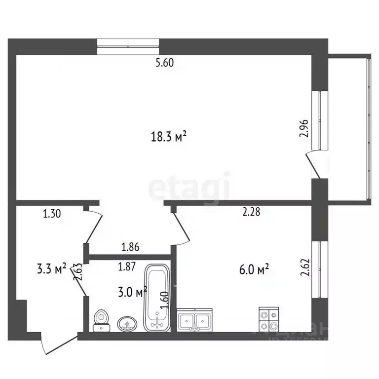 1-к кв. Самарская область, Самара ул. Михаила Сорокина, 15 (31.5 м) - Фото 1