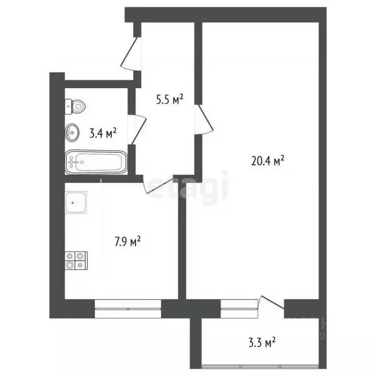 1-к кв. Ярославская область, Ярославский муниципальный округ, пос. ... - Фото 2