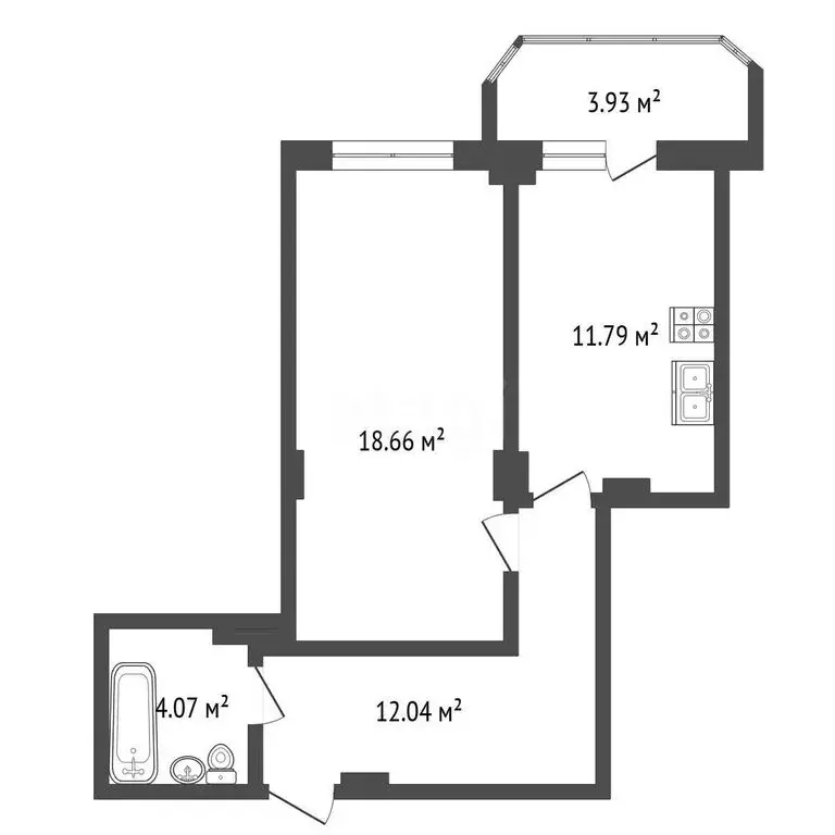 1-комнатная квартира: Курск, 2-я Агрегатная улица, 57А (50.49 м) - Фото 2