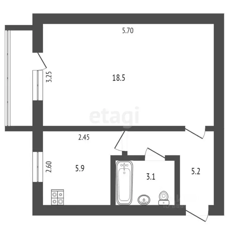 1-к кв. Карачаево-Черкесия, Черкесск ул. Гутякулова, 3А (32.9 м) - Фото 1